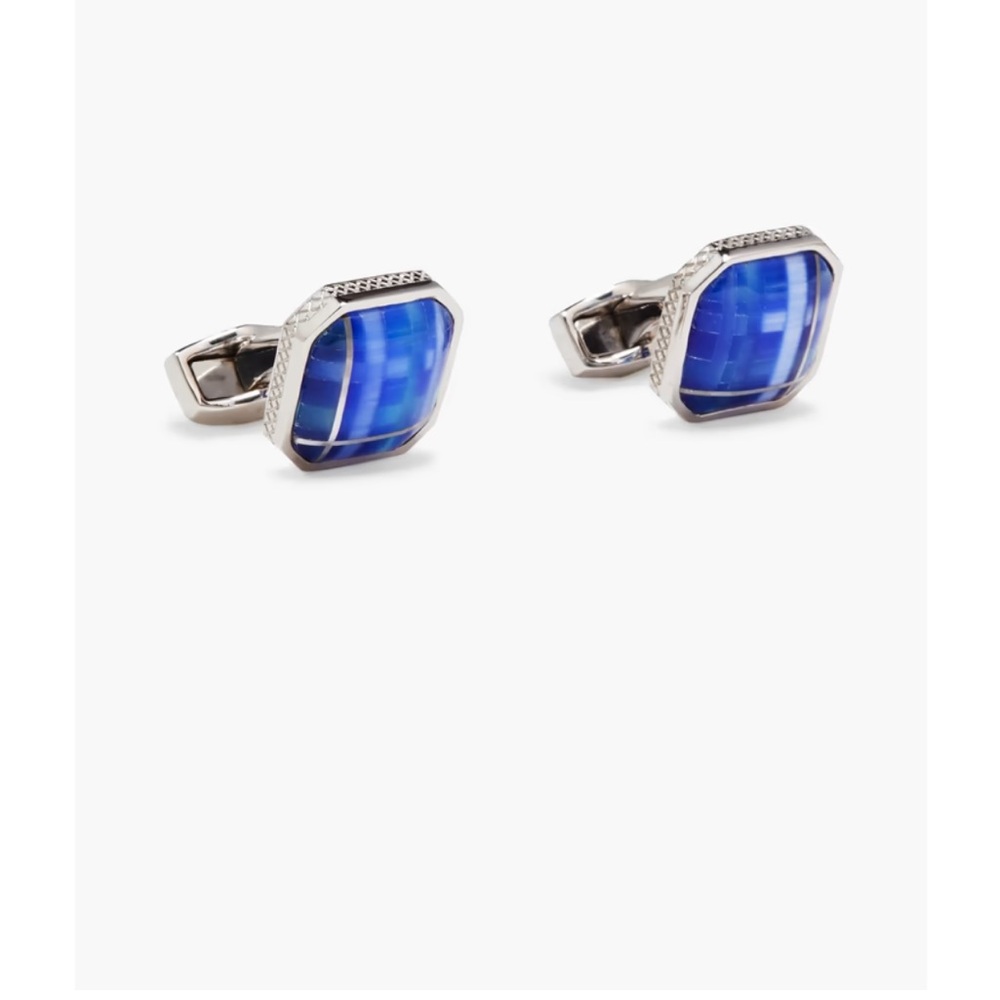 Tateossian Blue Tartan Cufflinks NIB